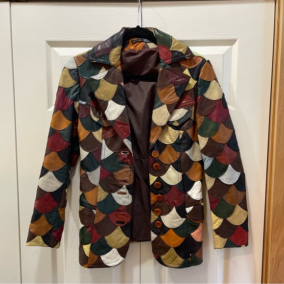 Vintage 1970s Leather Fish Scale Jacket (Chloe FW21) - Picture 1 of 4